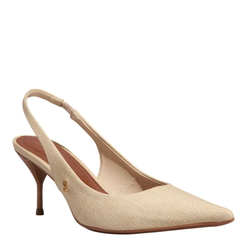 SCARPIN SLINGBACK COURO PALHA